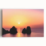 Black and white stretched canvas of Capri, Italy scenery, ideal for kitchen wall art or bedroom ambiance.
