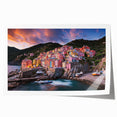Rolled print of Cinque Terre landscape in pastel shades, ideal for art wall dining room.