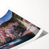 Extra large rolled print of Cinque Terre landscape with muted earth tones, ideal for large living room wall art.