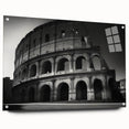 Acrylic print of the Colosseum in Rome with muted earth tones, ideal for dining room decor.