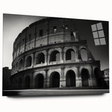 Acrylic print of the Colosseum in muted earth tones, suitable for bedroom or dining room decor.
