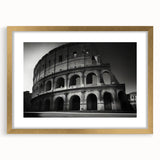 Abstract art print of the Colosseum in muted earth tones on a framed canvas, suitable for dining room decor.