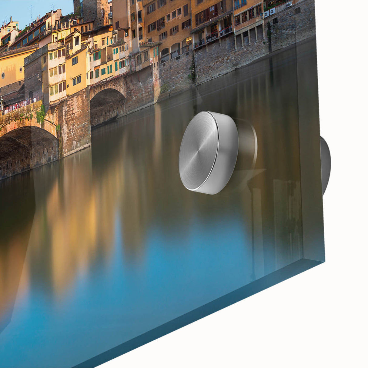 Large abstract depiction of Florence in muted earth tones on acrylic glass, ideal for dining room art.