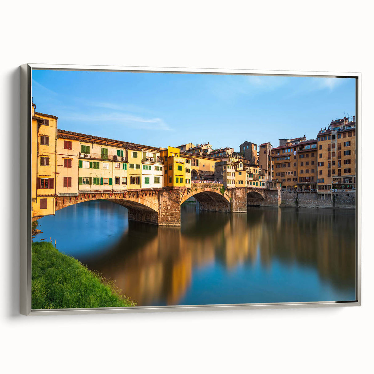 Framed canvas landscape art painting depicting the Florence skyline in muted earth tones, ideal for office or study decor.