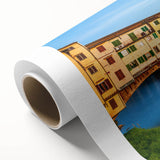 Art Deco poster of Florence scenery in soft pastel shades on rolled canvas, ideal for nursery wall art.