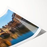 Extra large wall art featuring line art flowers over a scenic Florence backdrop, printed on rolled canvas.