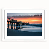 Textured abstract art print of Naples scenery in muted earth tones, framed with a white mat, ideal for bedroom art.