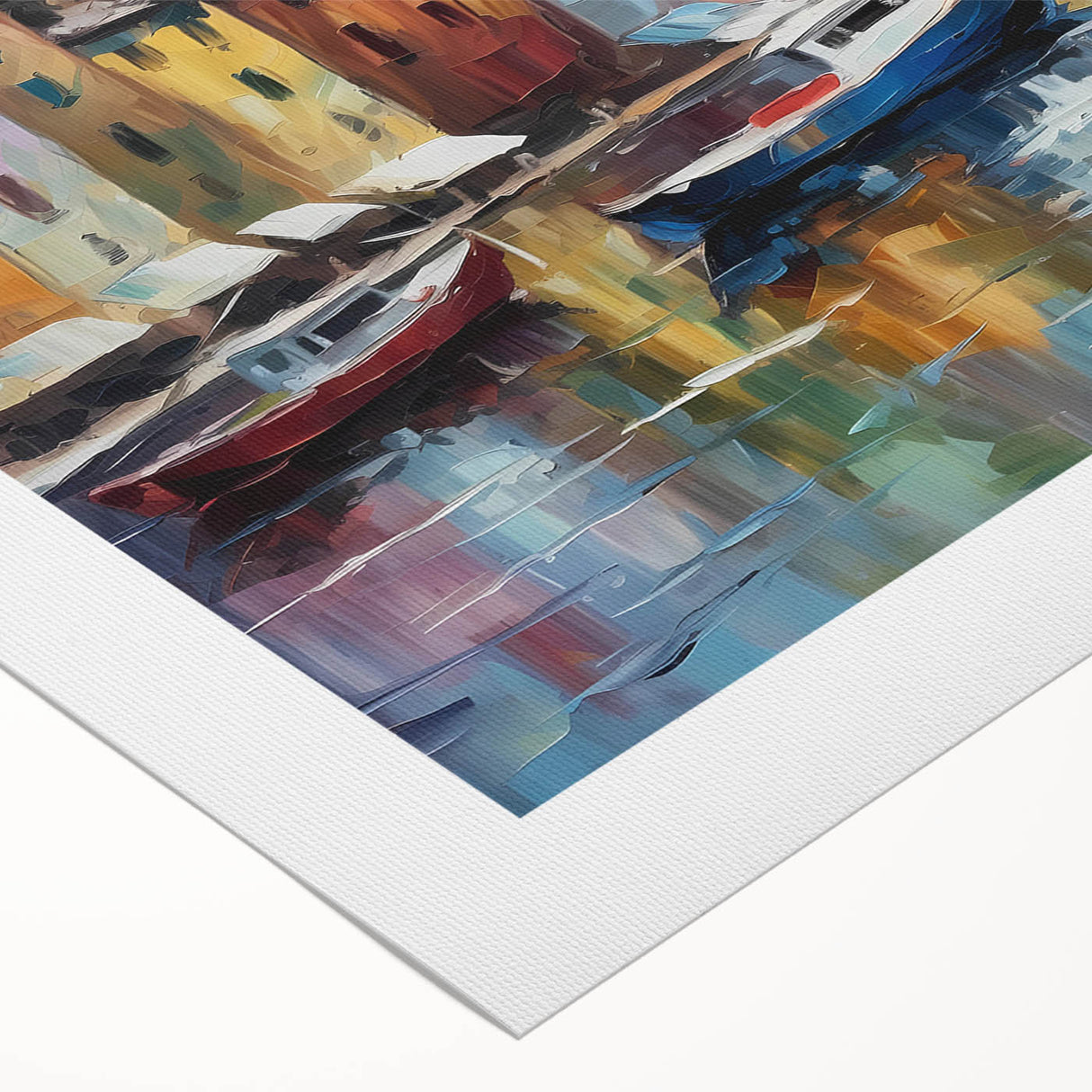 Art deco poster of Portofino, Italy, featuring vibrant coastal colors on rolled canvas, suitable for dining room wall art.