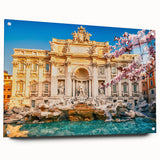 Acrylic print of Rome featuring a large abstract scene in muted earth tones, ideal for dining room decor.