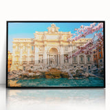 Large abstract wall art depicting a stylized Rome scenery in black and white tones on acrylic.