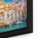 Extra large framed canvas of a textured Rome scenery in black with colorful art accents, ideal for living room decor.