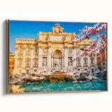 Framed canvas of Rome landscape in muted gold and black, ideal for bedroom wall art.