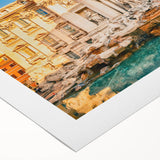 Art deco poster of Rome's skyline in muted earth tones on rolled canvas, suitable for dining room decor.