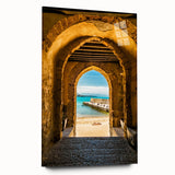 Large abstract depiction of a Sicilian landscape in muted earth tones on acrylic glass.