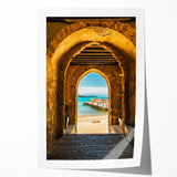 Extra large rolled print of a Sicilian landscape with vibrant floral accents, ideal for art wall dining room.