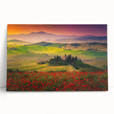 Black and white large art print of the Tuscan landscape on stretched canvas, ideal for kitchen wall art.