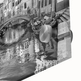 Abstract depiction of Venice in muted blues and greens on acrylic glass, suitable for dining room art.