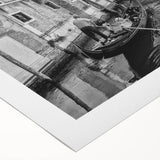 Art deco poster of Venice with muted earth tones on rolled canvas, suitable for dining room decor.