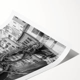 Extra large wall art featuring a line art depiction of Venice with floral accents in muted tones.