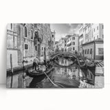 Black and white stretched canvas of a Venice scenery, ideal for kitchen wall art.