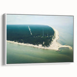 Framed canvas featuring a vintage-style landscape painting of a European cityscape in Latvia with colorful buildings and a…