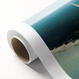 Art deco poster of a European landscape in pastel shades on rolled canvas, ideal for nursery wall art.