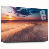 Large abstract wall art of a European Lithuanian scenery in muted earth tones on acrylic glass.