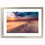 Extra large abstract art print of a European scenery in muted earth tones, framed in silver, ideal for living room decor.