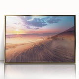 Art deco poster of a European scenery in Lithuania with muted gold and green tones on a framed acrylic.