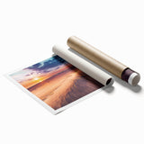 Extra large rolled print of a Lithuanian landscape with vibrant green fields and floral elements.