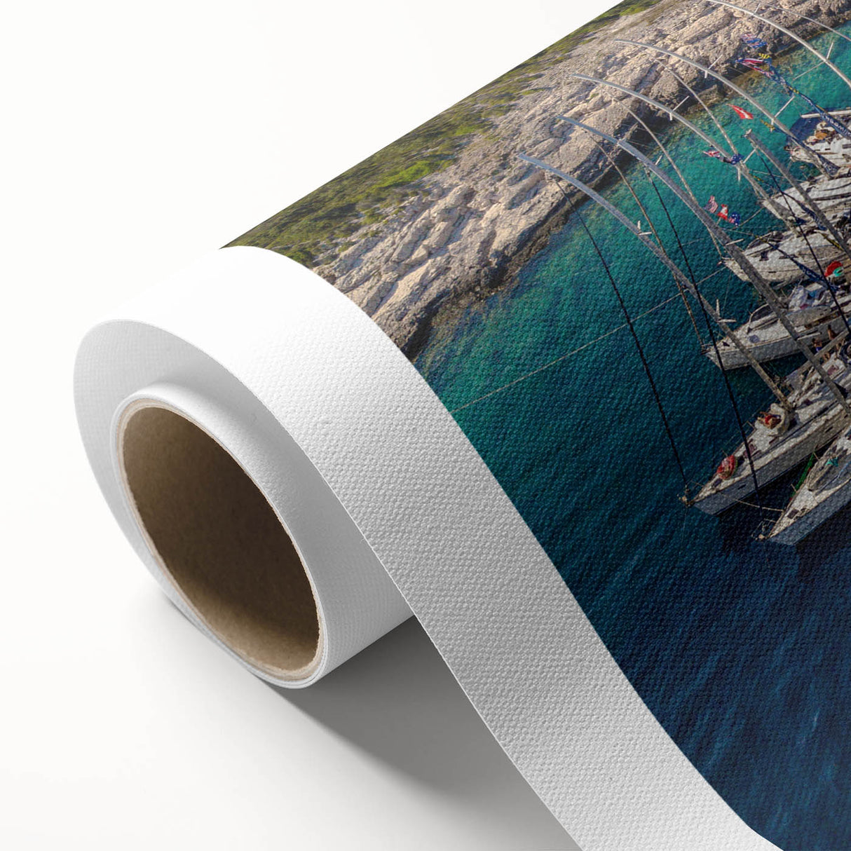 Art Deco poster of Monaco scenery in pastel shades on rolled canvas, ideal for nursery wall art.