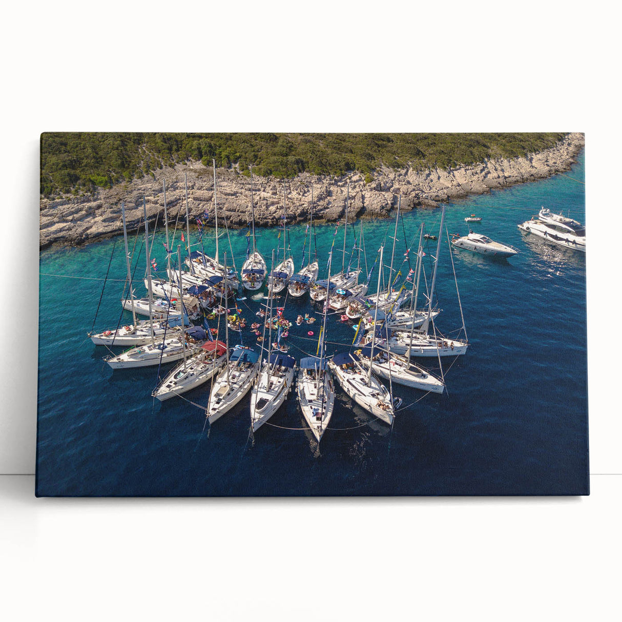 Black and white photo of Monaco scenery on large stretched canvas, suitable for kitchen wall art.