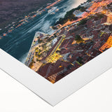 Art deco poster of a Montenegro scenic landscape in muted earth tones on rolled canvas, suitable for dining room wall art.