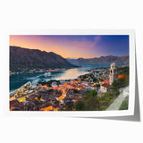 Rolled print of a Montenegro landscape featuring vibrant green hills and a clear sky, ideal for art wall dining room.