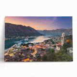 Black and white photo of Montenegro scenery on large stretched canvas, suitable for kitchen wall art.