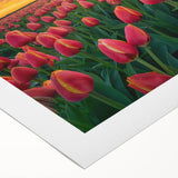 Art deco poster featuring a serene Dutch canal scene in muted blue and gray tones, printed on rolled canvas.