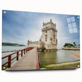 Acrylic print of Lisbon scenery in muted earth tones, ideal for bedroom or dining room decor.