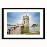 Extra large colorful abstract art print of Lisbon scenery, textured on a black framed mat, ideal for living room decor.