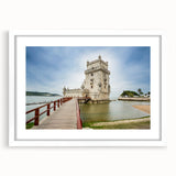 Textured abstract art print of Lisbon scenery in muted earth tones on a framed canvas, ideal for bedroom art.