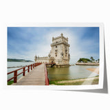 Rolled print of Lisbon scenery with vibrant colors and floral elements, ideal for art wall dining room.