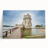 Black and white stretched canvas of Lisbon scenery, ideal for kitchen wall art.