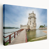 Lisbon cityscape in muted earth tones on a large stretched canvas, suitable for kitchen wall art.