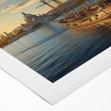 Art deco poster of St. Petersburg scenery in muted blues and grays on rolled canvas, suitable for dining room wall art.