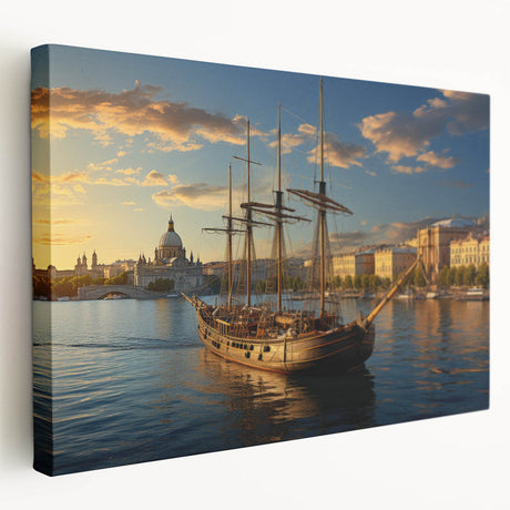 Large canvas art of St. Petersburg scenery in muted earth tones, ideal for kitchen wall decor.