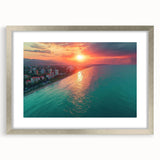 Extra large abstract art print of a textured European landscape in muted earth tones, framed in silver.