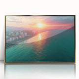 Art deco poster of Sochi, Russia in gold tones on framed acrylic, suitable for modern nursery decor.