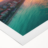 Art Deco poster of Sochi, Russia with muted blue and beige tones on rolled canvas, suitable for dining room decor.