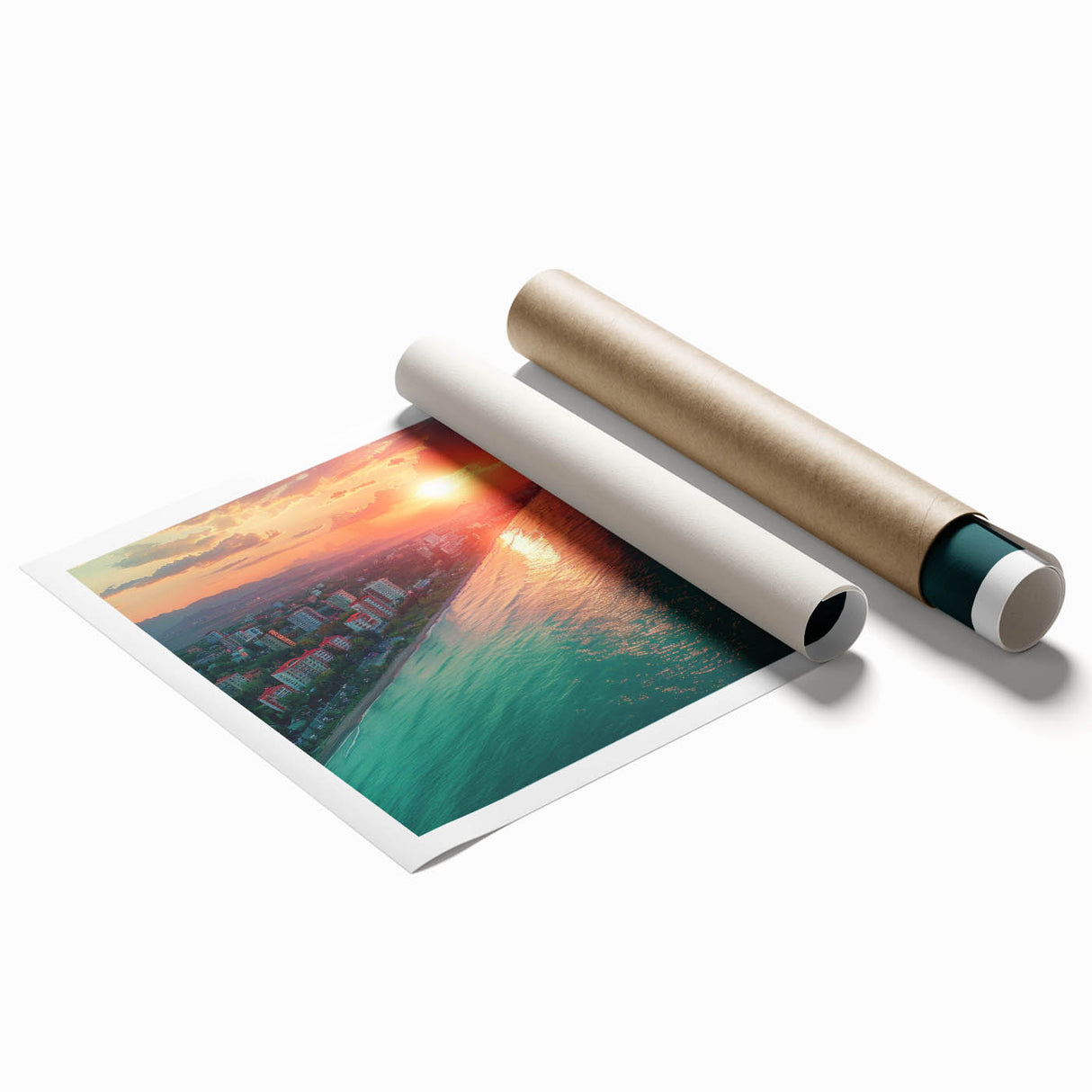 Extra large rolled print of Sochi landscape with vibrant green and floral elements, suitable for classy bathroom wall art.