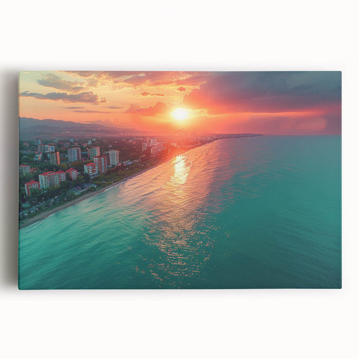 Black and white stretched canvas of Sochi, Russia scenery, suitable as large kitchen wall art or for bedroom ambiance.