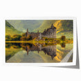 Scottish landscape with muted green and brown tones on a rolled canvas, suitable for dining room wall art.